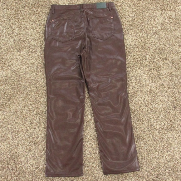 Judy Blue Pants Women's 15/32 Brown Espresso Straight Leg Faux Leather - Picture 2 of 12